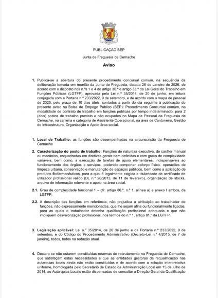 AVISO PROCEDIMENTO CONCURSAL